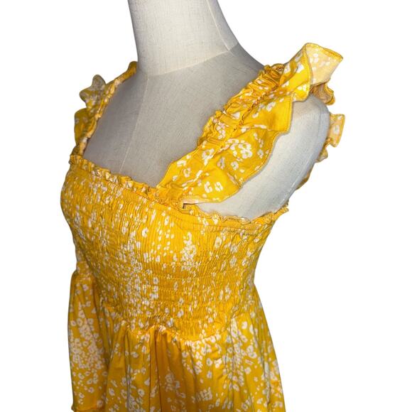 Torrid Poplin Tiered Yellow Sundress Smocked Sleeveless Maxi Dress Size 10 - Picture 5 of 11